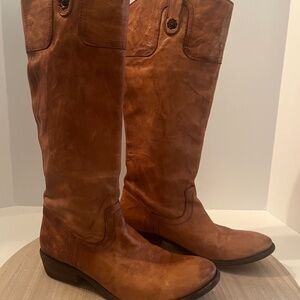 Frye Melissa Button Riding Boots Brown Leather Size 8B